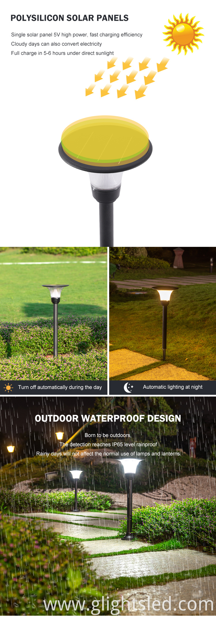 New product outdoor waterproof ip65 3w Remote control led solar garden Light